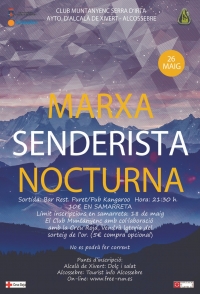 MARXA SENDERISTA NOCTURNA SERRA D&#039;IRTA 26/05/2018
