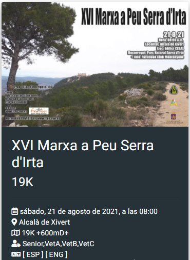 MARXA A PEU SERRA D&#039;IRTA 21/08/2021